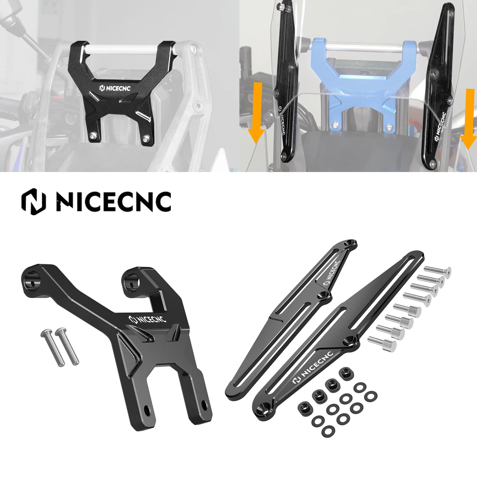 

For Yamaha Tenere 700 T700 XTZ 700 Tenere700 2019-2023 NICECNC Windshield Adjusters Bracket Windscreen Holder Dash Stabilizer