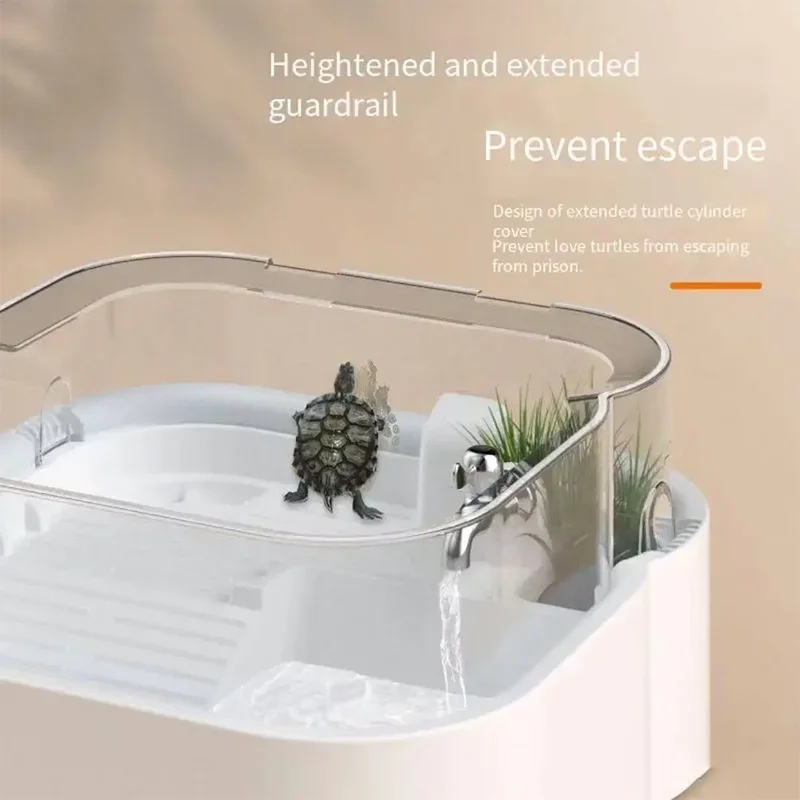 Turtles Ecological Tanks with Areas To Breed Feed Swim Bask Climbing Platform Escape-Proof Tortoise Breeding Box Reptile Habitat