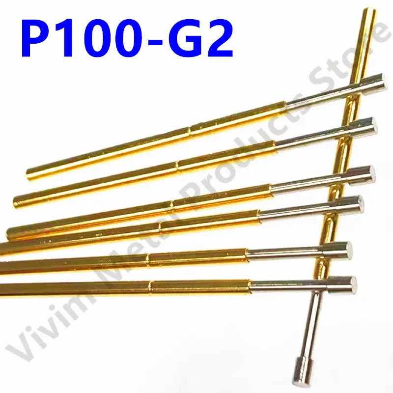 

100PCS P100-G2 Spring Test Probe Pogo Pin Spring Test Pin Length 33.35mm Needle Dia 1.36mm Test Probe Head Dia 1.50mm P100-G