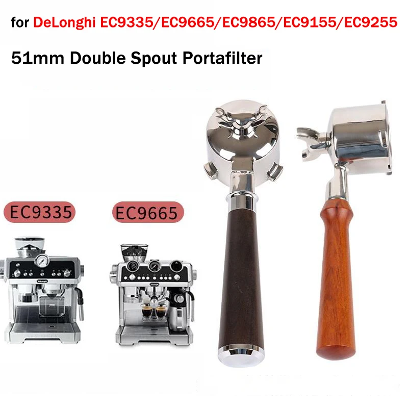 

Портафильтр для кофе с 3 ушками 51 мм для De'Longhi EC9335/EC9665/EC9865/EC9155/EC9255, фильтр для эспрессо с двойным горлышком из нержавеющей стали
