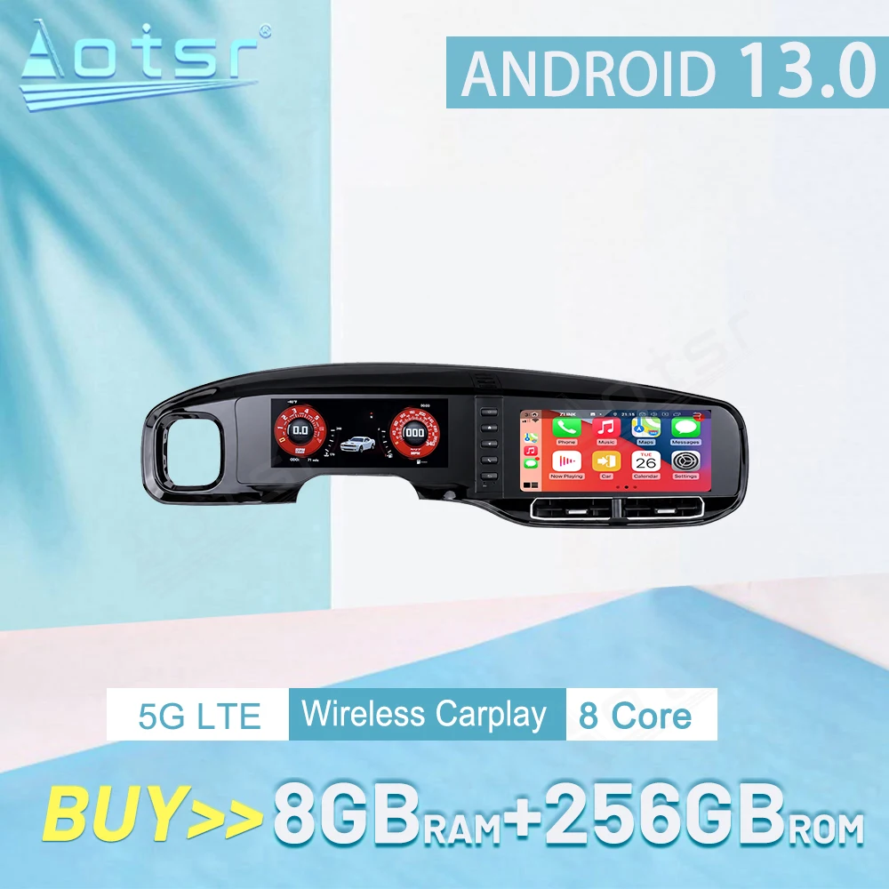 Dual 12.3 Inch Android 13 QLED Screen Car Radio For Dodge Charger 2011-2019 CarPlay Multimedia Player GPS Navi Stereo Head Unit