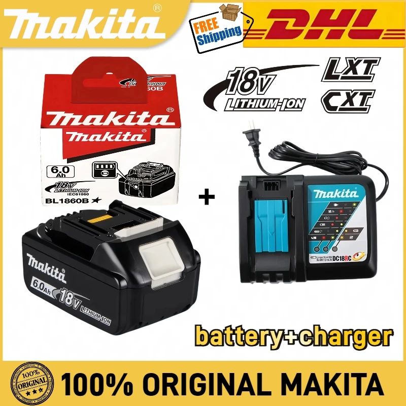 

100% Authentic Makita 18V BL1860B 6.0Ah Rechargeable Lithium battery, for Makita 18V BL130B BL1840B BL1850B power tool Battery