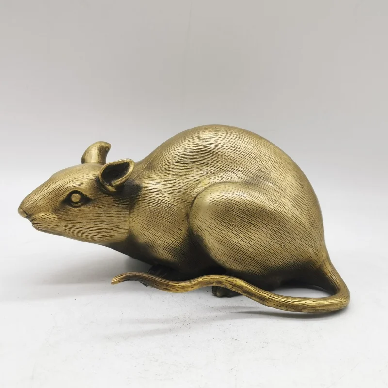 

Antique Pure Copper Auspicious Mouse Decoration Pure Copper Zodiac Rat Golden Rat Living Room Hallway Decoration Copper Mouse Ma