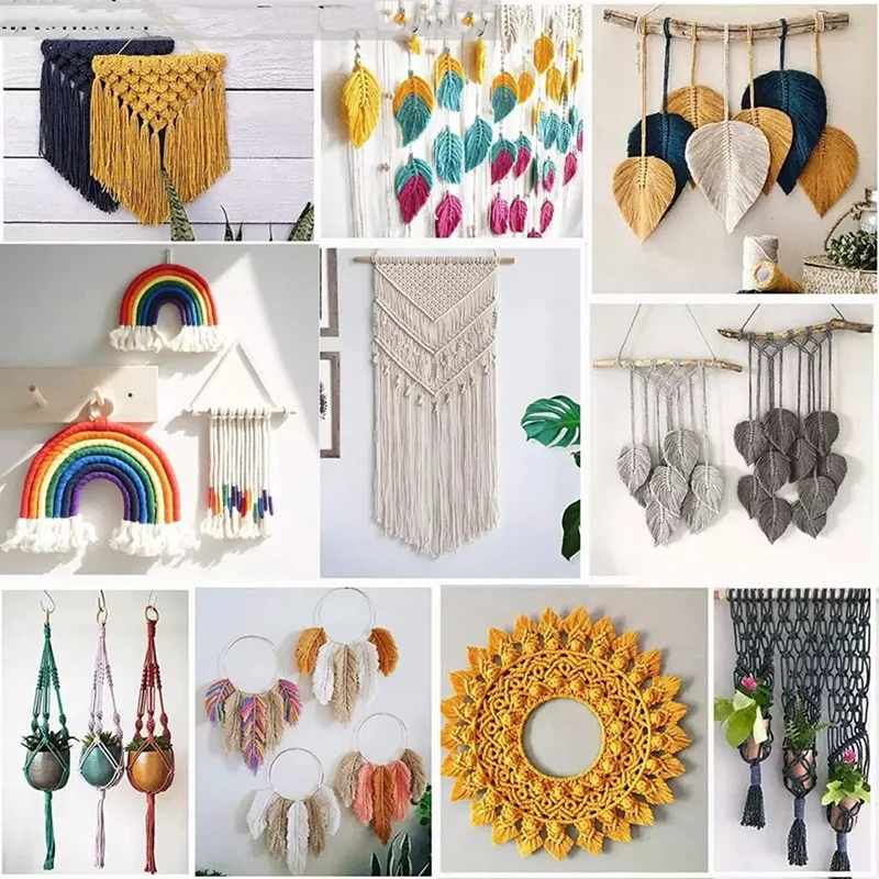 Corda trançada de algodão de 4mm com todos os tipos de cores para tricô macrame, artesanato diy, decoração de quarto