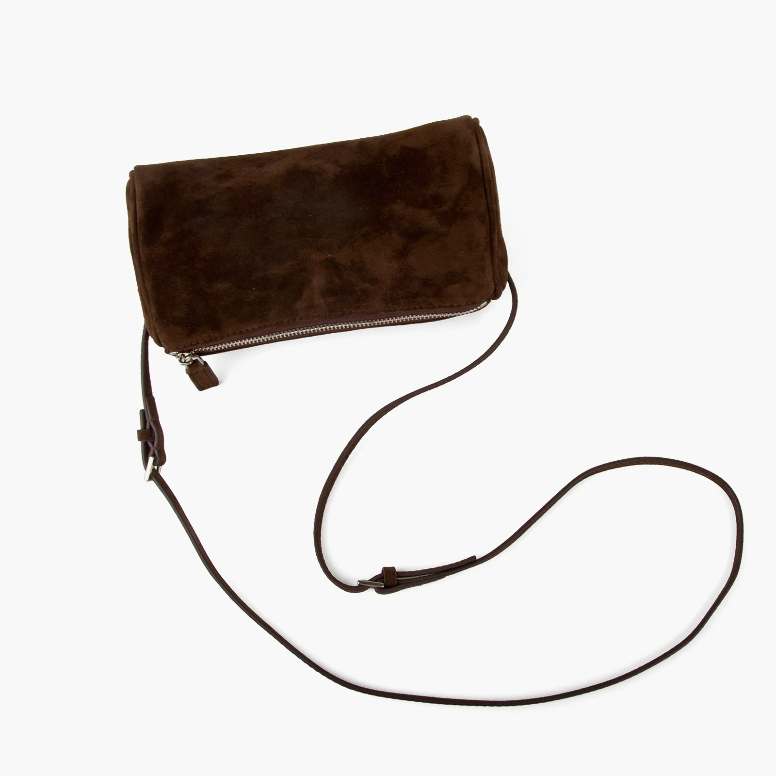 Donna-in Genuine Mini Suede Handbag Real Leather Square Pen Container Bag for Women
