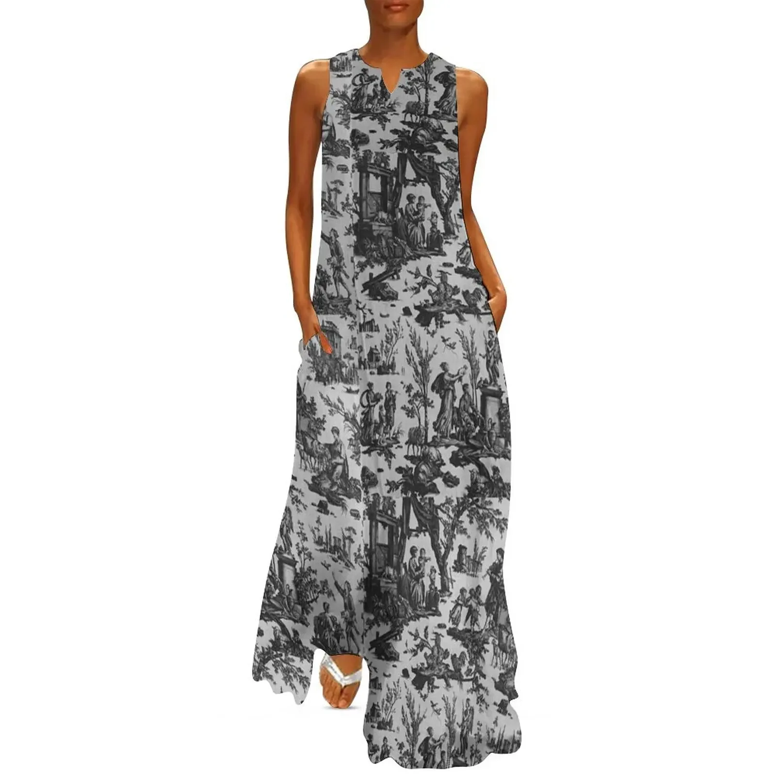 

Toile de Jouy 18th Century French Print: Offerings of Love 1760-1799 Long Dress Female clothing Women's summer dress Dress