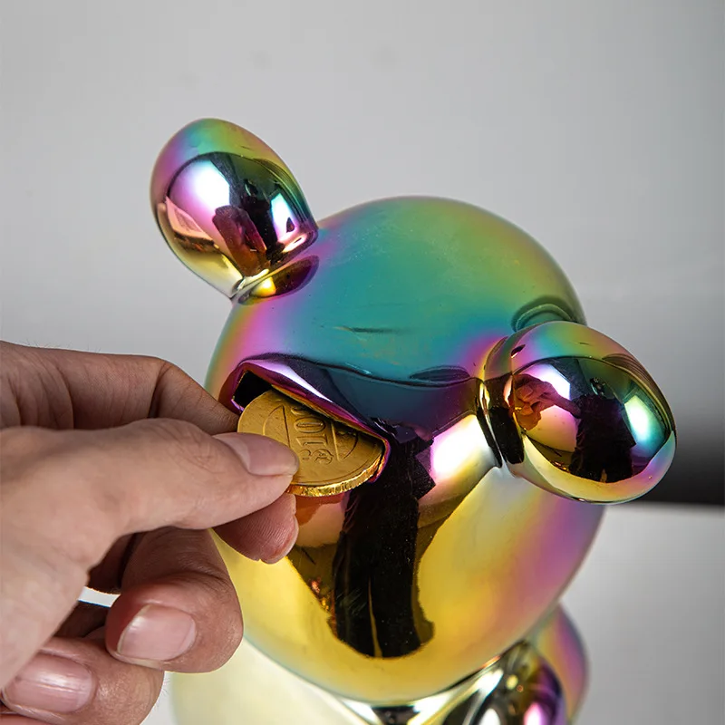 11inch Aesthetic Bear Figures Resin Plating Violent Bear Statue Bear Sculpture Decor Luxury Living Room Decoration Ornament Gift