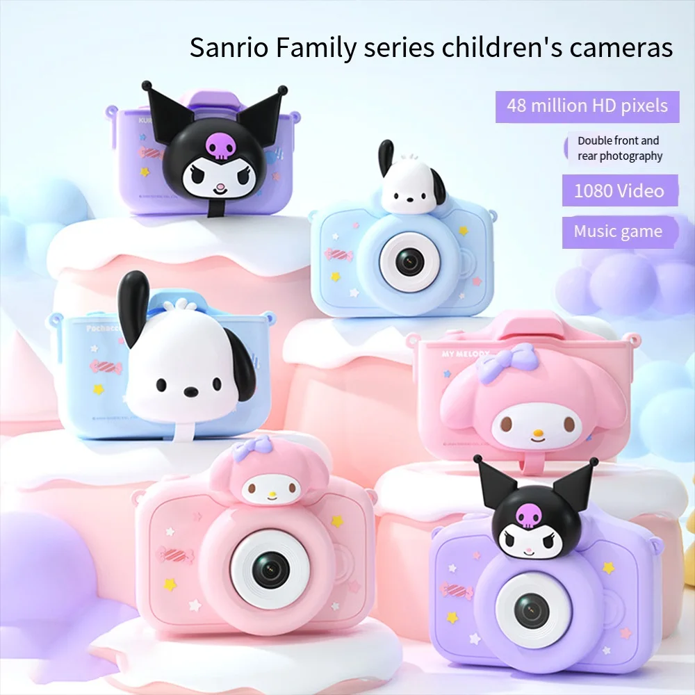 Anime 4800W Child Camera Kawaii Sanrio Kuromi My Melody Cute Digital Camera Dual Camera Hd Video Play Music Game Anti-Fall Gift