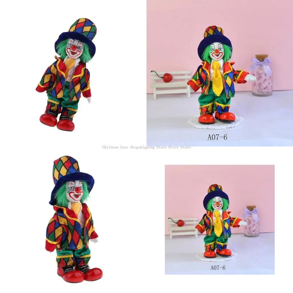 

Porcelain Clown Statue Figurine Sculpture Bright Color Circus Costume Clown Doll