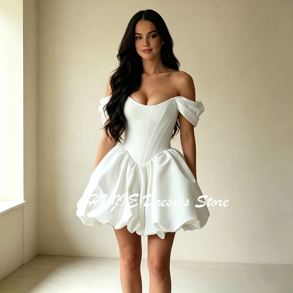 White Short Wedding Dress Vintage Mini Bridal Gowns Hot Sale A Line Off Shoulder Customized Свадебное платье Vestido de novia