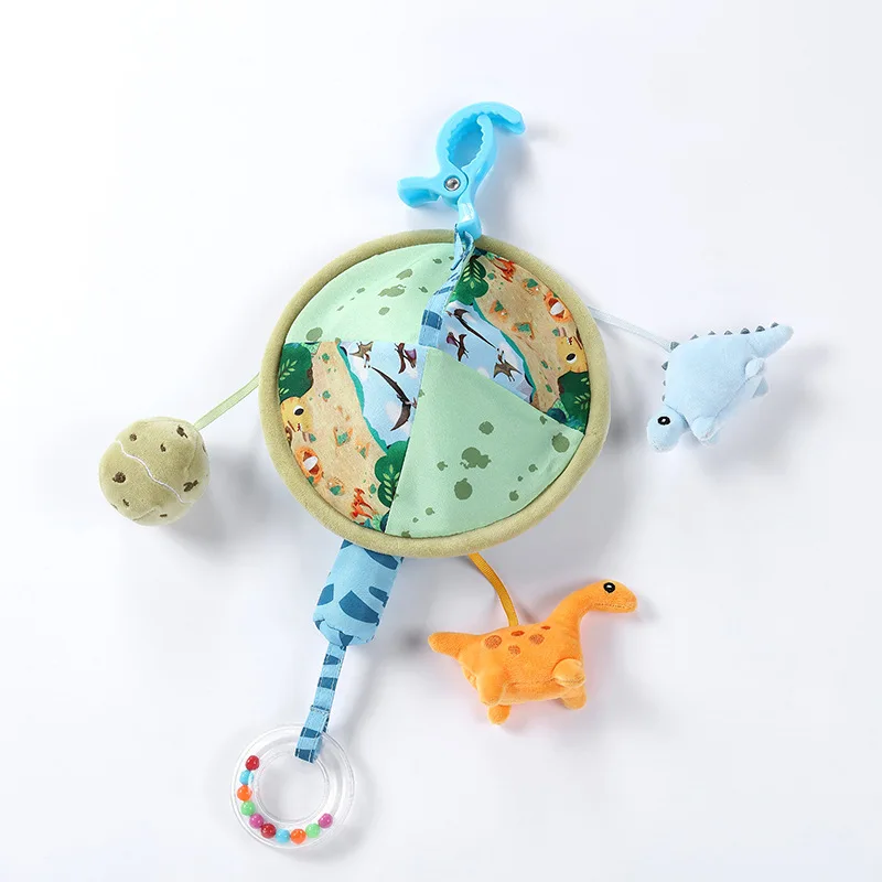신생아 침대용 회전 딸랑이 장난감 부드러운 플러시 동물 모양 침대 모빌 벨 윈드 차임 아기 카시트용 딸랑이 클립