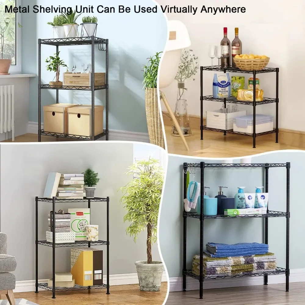 Santoy 3 Tier Storage Shelves Adjustable,Rack Metal Shelf Unit for Kitchen, Bathroom, Pantry, Closet, and Bedroom