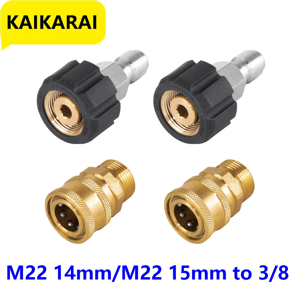 

Pressure Washer Adapter Kit Quick Connect Fitting Kit Brass M22 15mm and M22 14mm to 3/8 for High Pressure Washer Gun and Hose