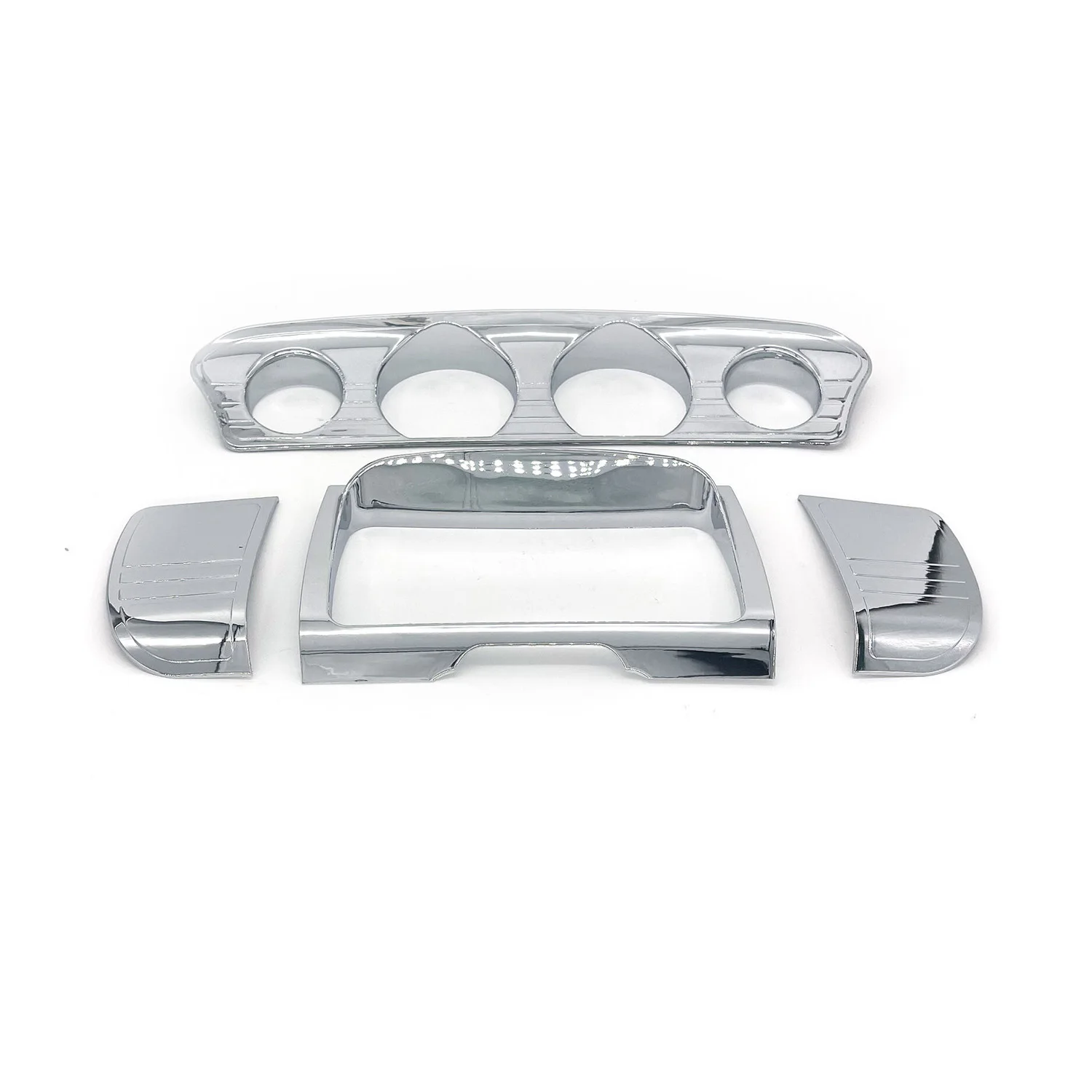 Chrome Tri-Line Stereo Accent Trim Cover Media Radio Gauge Bezel Panel For Harley Touring 2014-2021