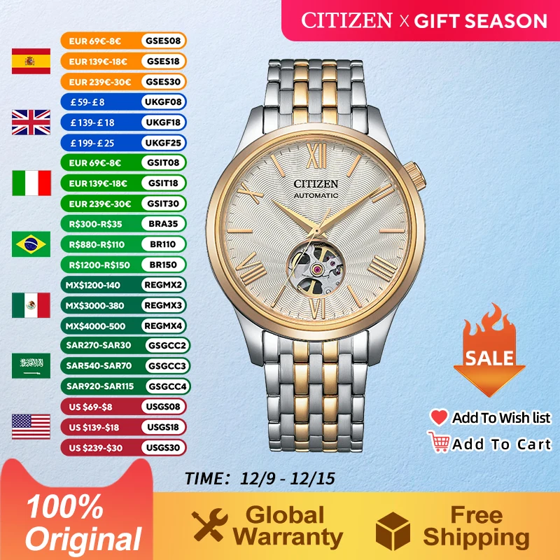 CITIZEN  Automatic Mechanical watches  Luminous Business Leisure Waterproof Men Watch