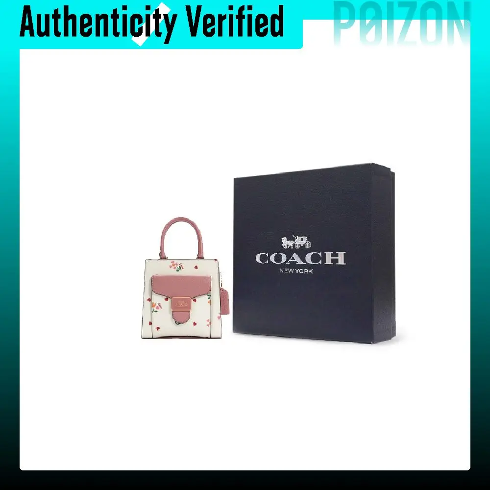 COACH Pepper Canvas With Leather Handbag, Shoulder Bag, Crossbody Bag Mini Women's White & Pink C7599-IMCAH