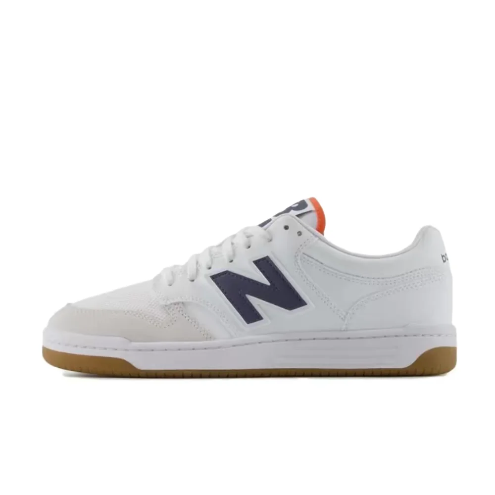 New Balance NB480 Unisex Low-Top Sneakers  White/Gray, Durable Build, Non-Slip Sole, Stylish & Versatile BB480LFD