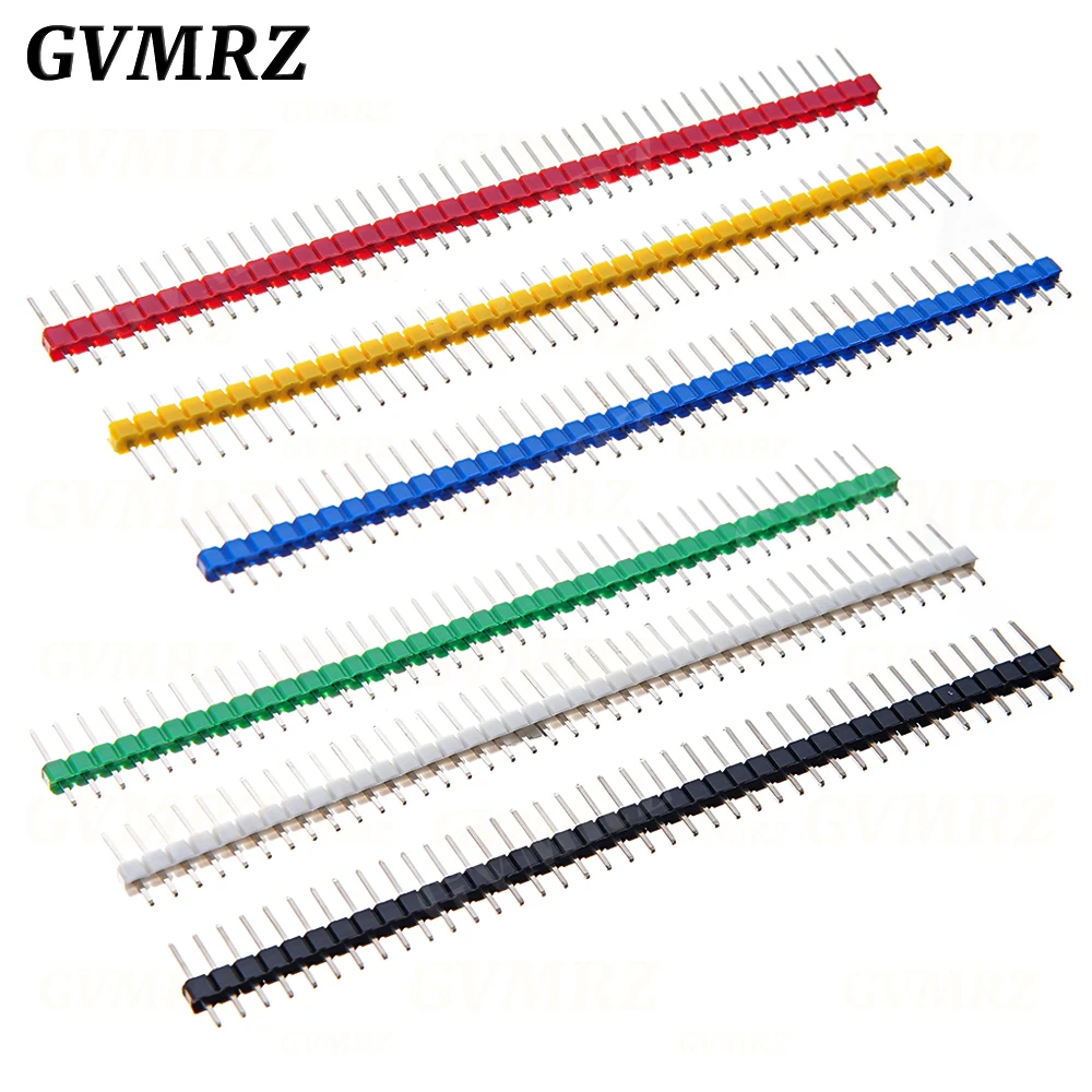 10PCS 1X40Pin Breakable Pin Header 2.54mm Single Row Male Header Connector PCB Pin Strip for Arduino Yellow Red White Black