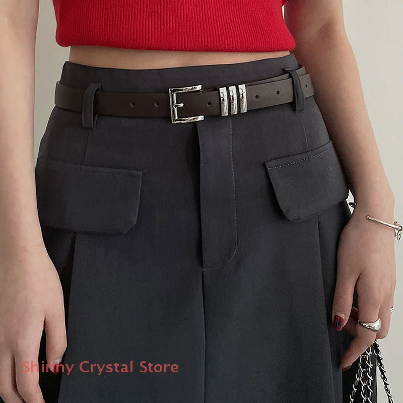 

Модное декоративное платье с черным поясом. Простой отдел в стиле Ins. Изысканный декоративный брючный ремень для женщин.