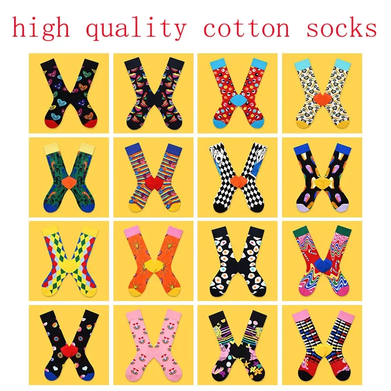 

High quality cotton socks trend men and women geometric cartoon animals in the tube color men and women cotton socks