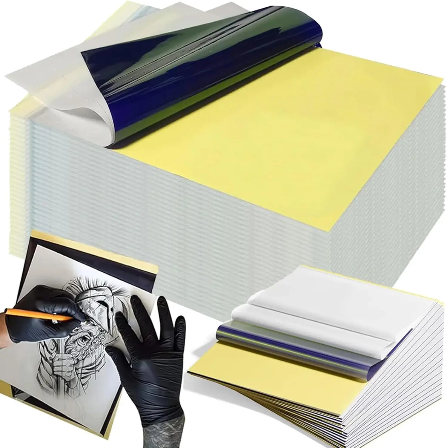 

Transfer Paper 100 Sheets,Thermal Stencil Paper for Tattooing A4 Professional Tracing with Crisp Transfer 4 Layer Tracing
