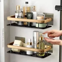 Bathroom Shelf No Drill Wall Mounted Shampoo Bottle Shower Corner Rack Toilet Storage Rack Aluminum Bathroom Kitchen Accessories