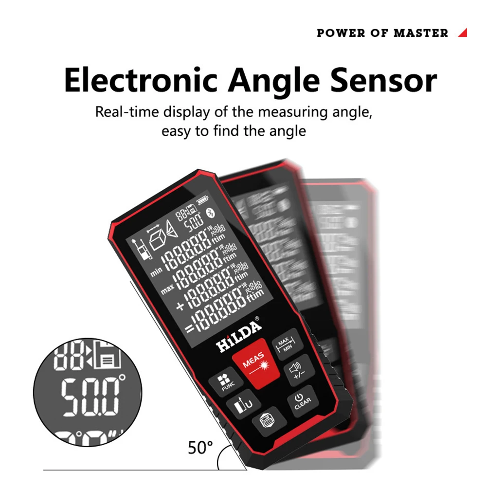 HILDA 100/120M Laser Rangefinder Distance Meter Finder Building Measure Ruler Laser Tape Range Device Rulerfinder Build Measure