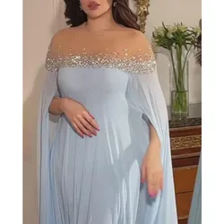 Sexy Off Shoulder High Waist Diamond Pearl Party Graduation Long Dress Elegant Summer Mesh Corset Evening Dress for Women 2023