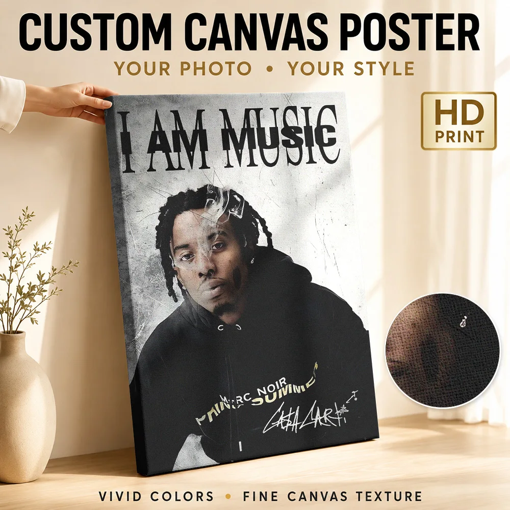 Playboi Carti Potrait Canvas Painting Poster Custom Photo Retro Music Wall Art for Studio Decor Collectible Ready to Hang Gift