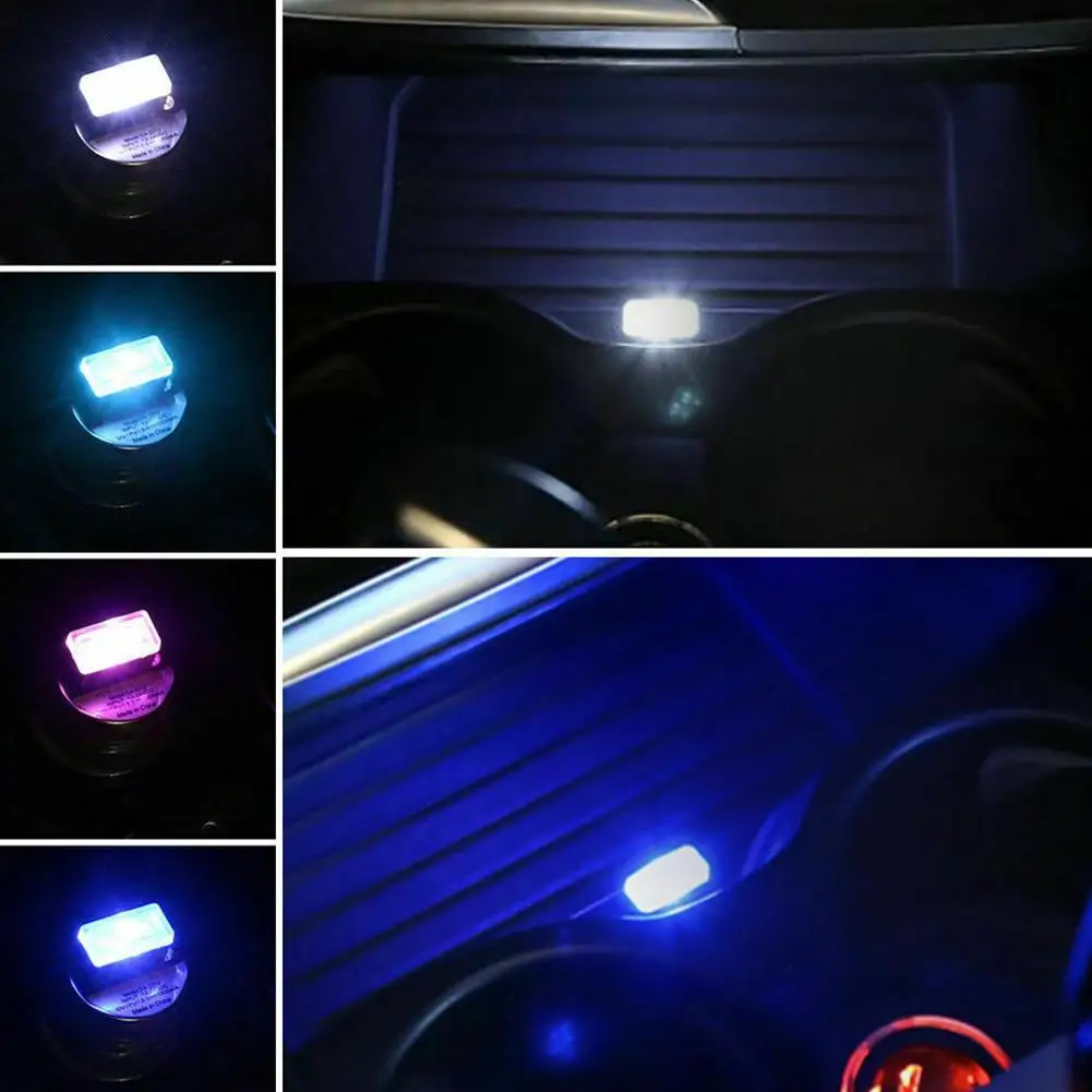 Mini USB LED Car Light Auto Interior Atmosphere Light Decorative Lamp Emergency Lighting PC Auto white blue Light Car Accessory