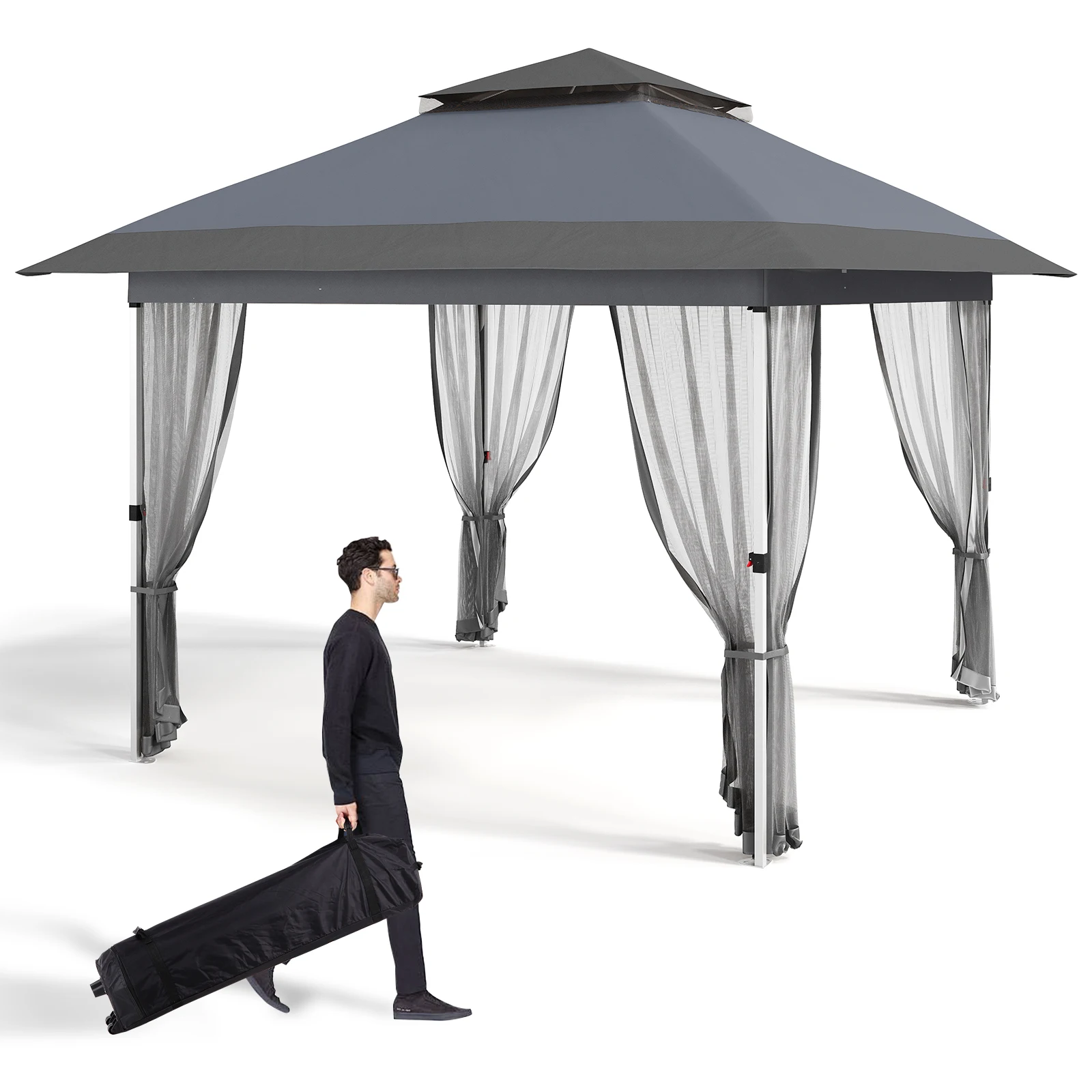 Outdoor Pop up Canopy Tent with Curtains and 144 Square Shelter S4ebb00e7ac2d45d7b37ba1a7b31d47f59