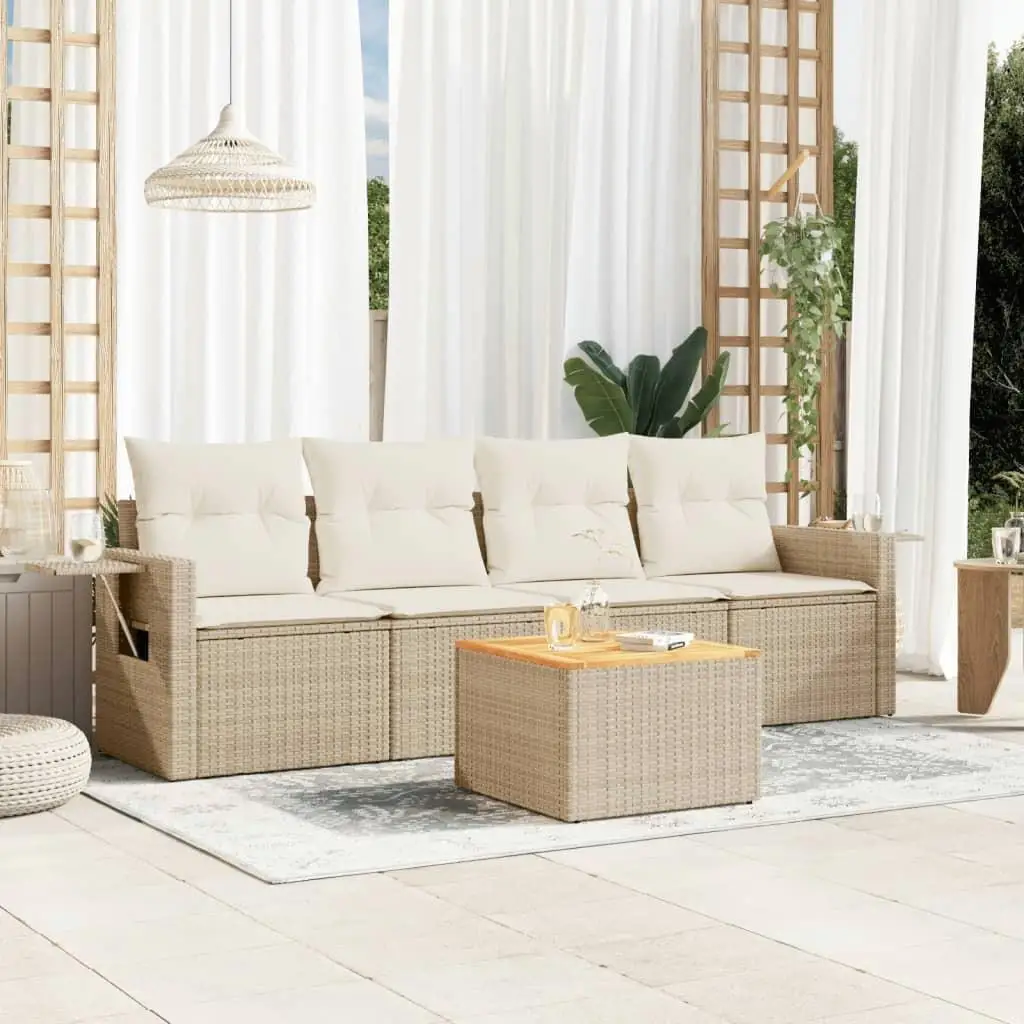 

Beige Outdoor Garden Sofa Set Comfortable Cushions Stylish Patio Furniture Modern Design for Relaxation