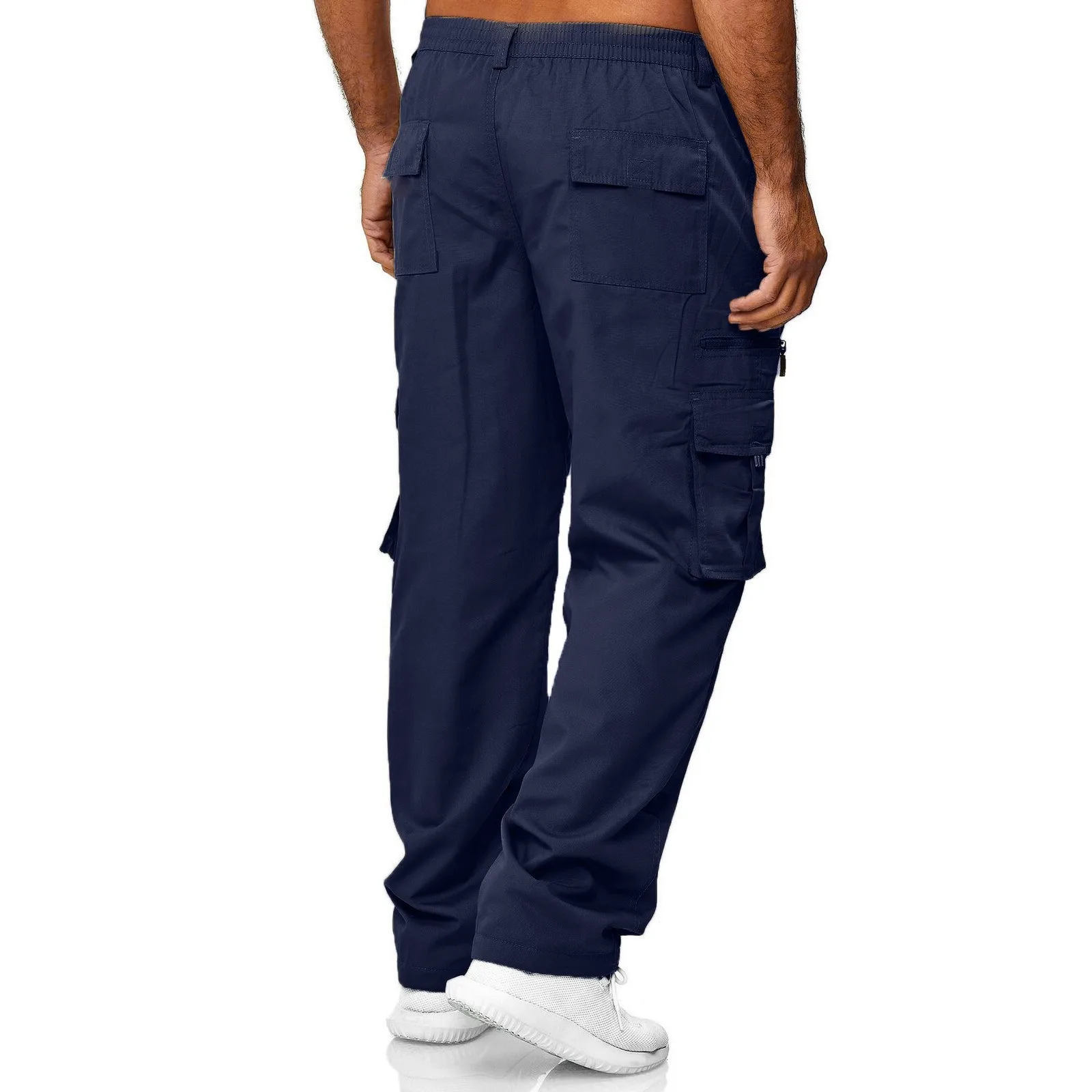 

Men Casual Cargo Pant Solid Color Straight Leg Jogger Sweatpant Loose Workout Trouser With Pockets Streetwear Trousers 2024