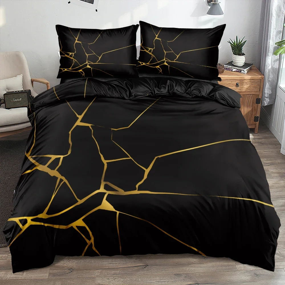 3D Modern Marble Quilt Cover Set Bedding Sets Comforter Covers Pillowcase 3-Piece Duvet Cover Linens Bed Full 140x200 for Home
