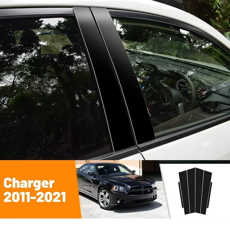 For Dodge Charger 2011-2021 2012 2013 2014 2015 2016 Car Black Carbon Fiber Doors and Windows B C Stickers Accessories
