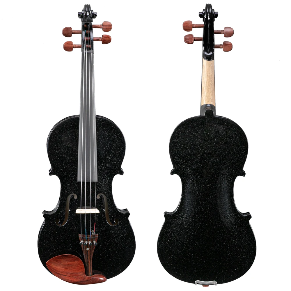 Tamanho completo preto fosco 4/4 painel de abeto conjunto de violino de madeira com caso arco resina 4 cordas ombro resto turner pano de limpeza
