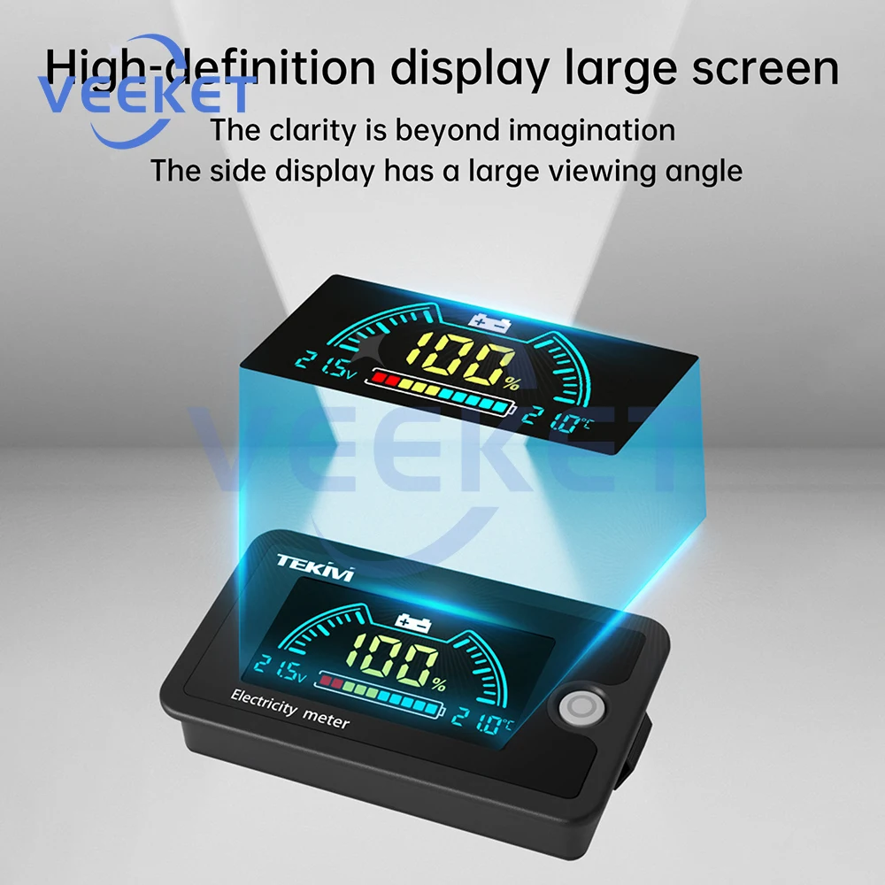 

DC 8-100V LCD Digital Battery Capacity Indicator Voltmeter 12V 24V 48V 72V Ternary Lithium Iron Acid Battery with Temperature