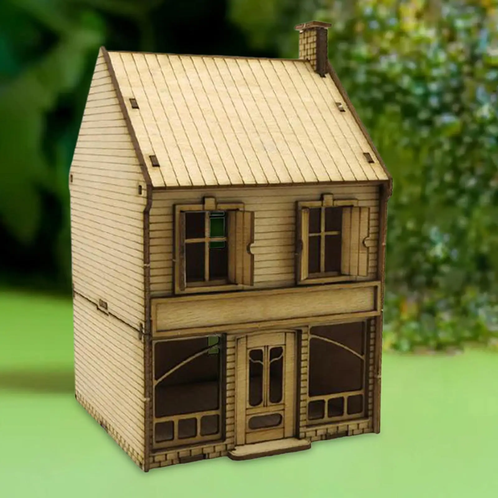 1/72 Wooden 2 Tier European House Unassembly for Model Railway Layout Decor