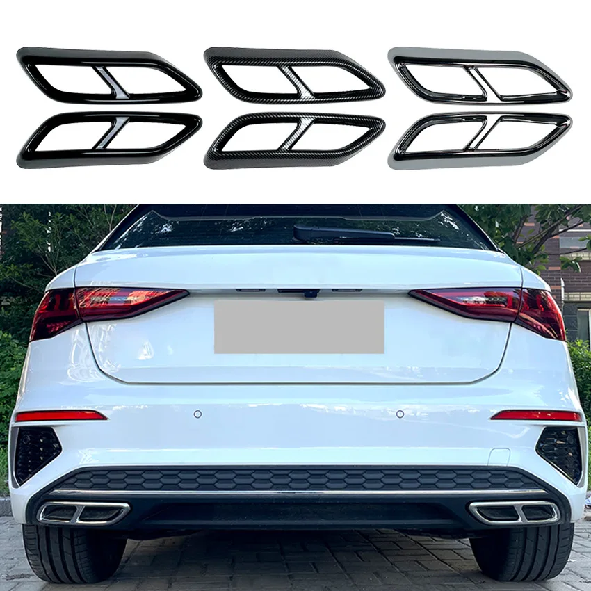 Für 2021-2025 Audi A3 8Y S Line Sportback Limousine Vierfach-Auspuff-Endrohr-Abdeckung Außenmodifikation Hochglanz Schwarz