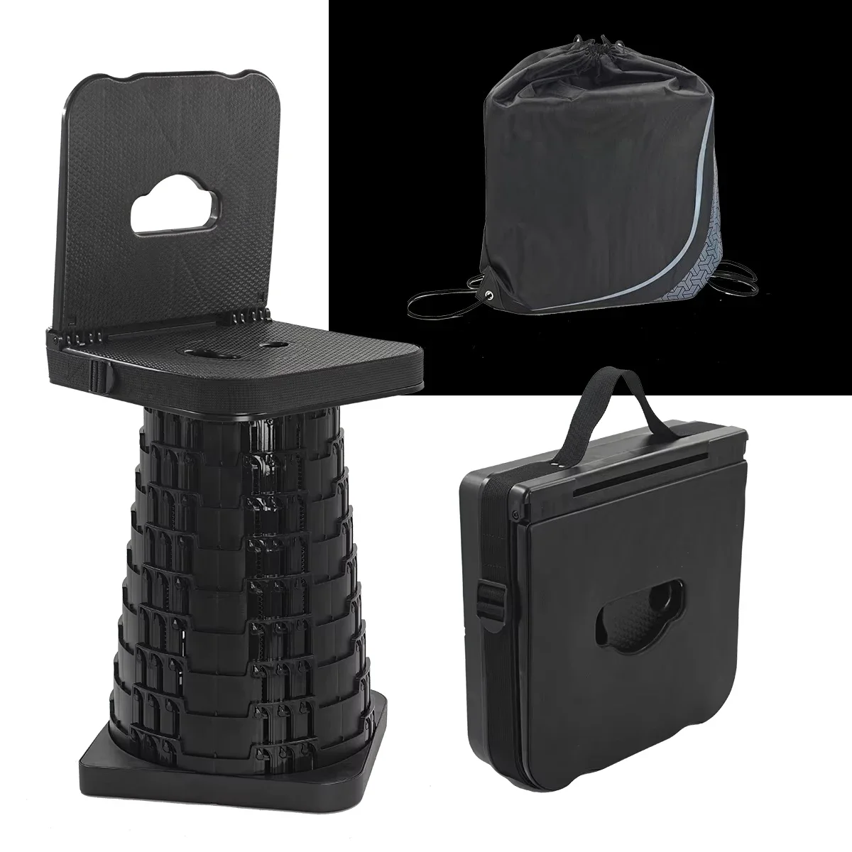 Portable Telescopic Folding Chair New Design Telescopic Stool with Backrest for Bedroom & Outdoor Leisure for Fishing & Hiking
