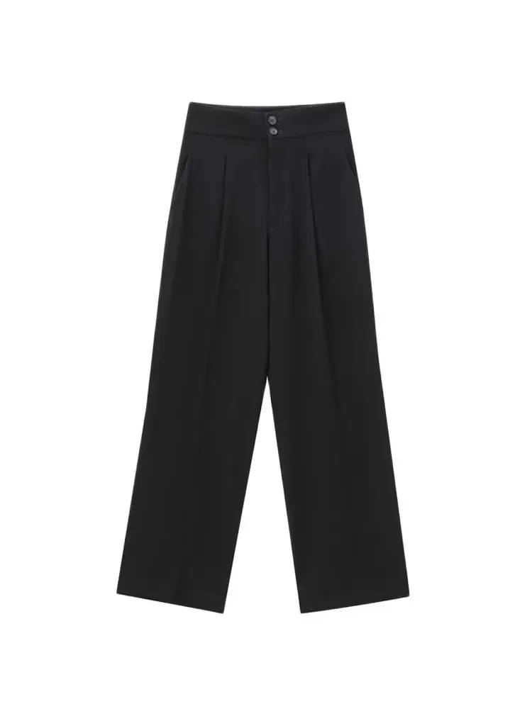 Women Fashion Front Button Asymmetric Waistcoat And Mid Waist Front Darts Straight Pants Female Two Piece Sets Mujer