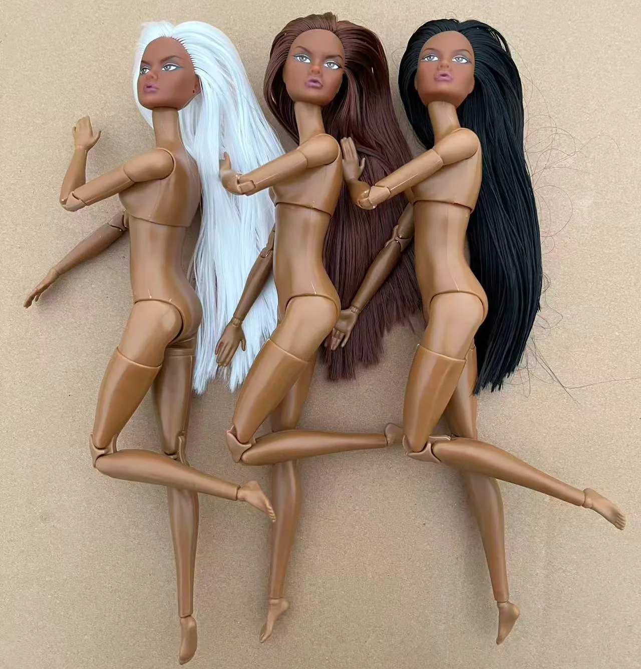 Poppy 1/6 Female Doll Head with Coffee Skin And Candy Color Hair Collectible Figure DIY Makeup Practice Doll Parts Accessory