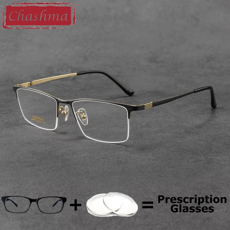 

Pure Titanium Men Prescription Glasses Office Working UV Protection Myopia Optical Crystal Progressive Recipe Lenses for Male