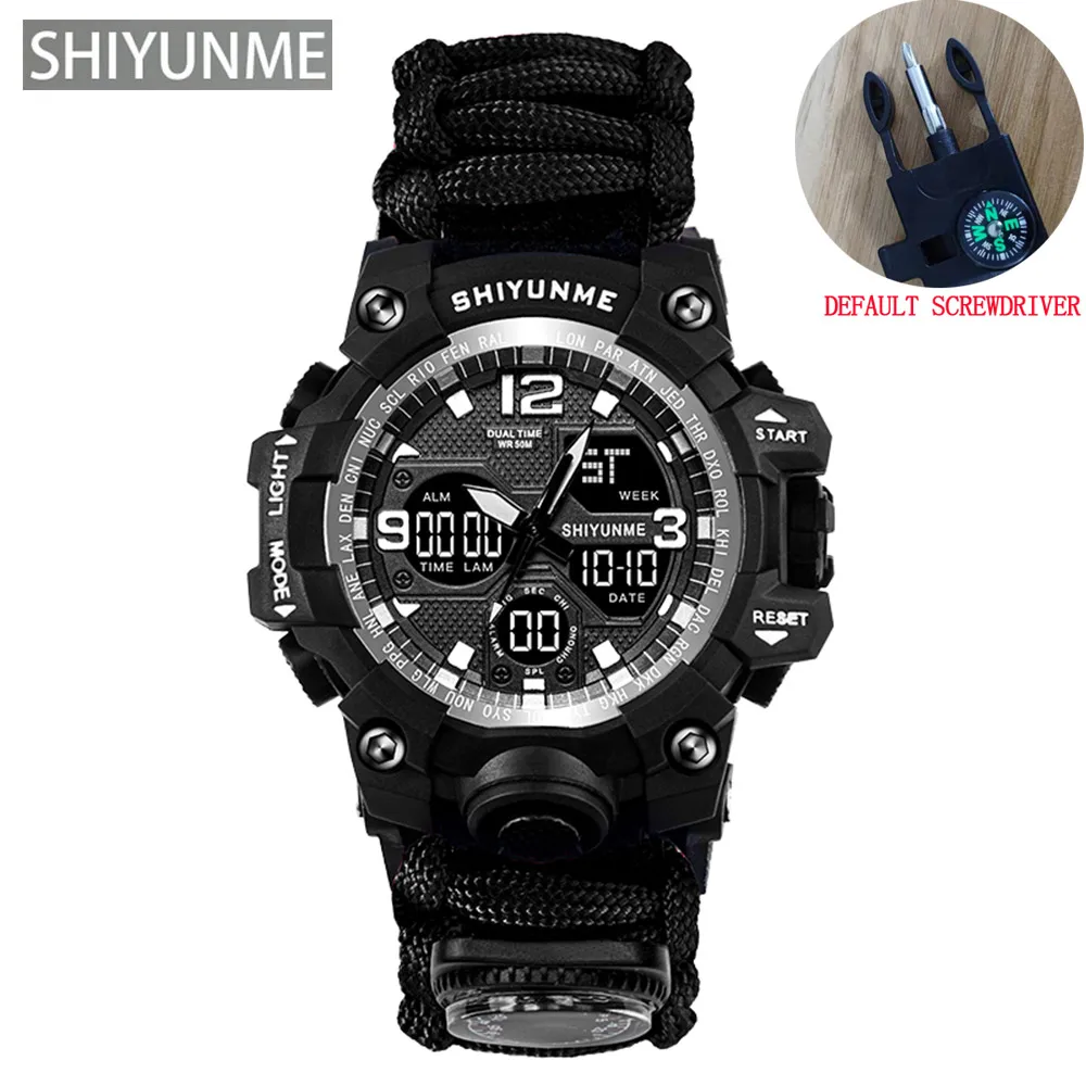 SHIYUNM New Men Military Sports Digital Watches Compass Outdoor Survival Multi-function Waterproof Men's Watch Relogio Masculino
