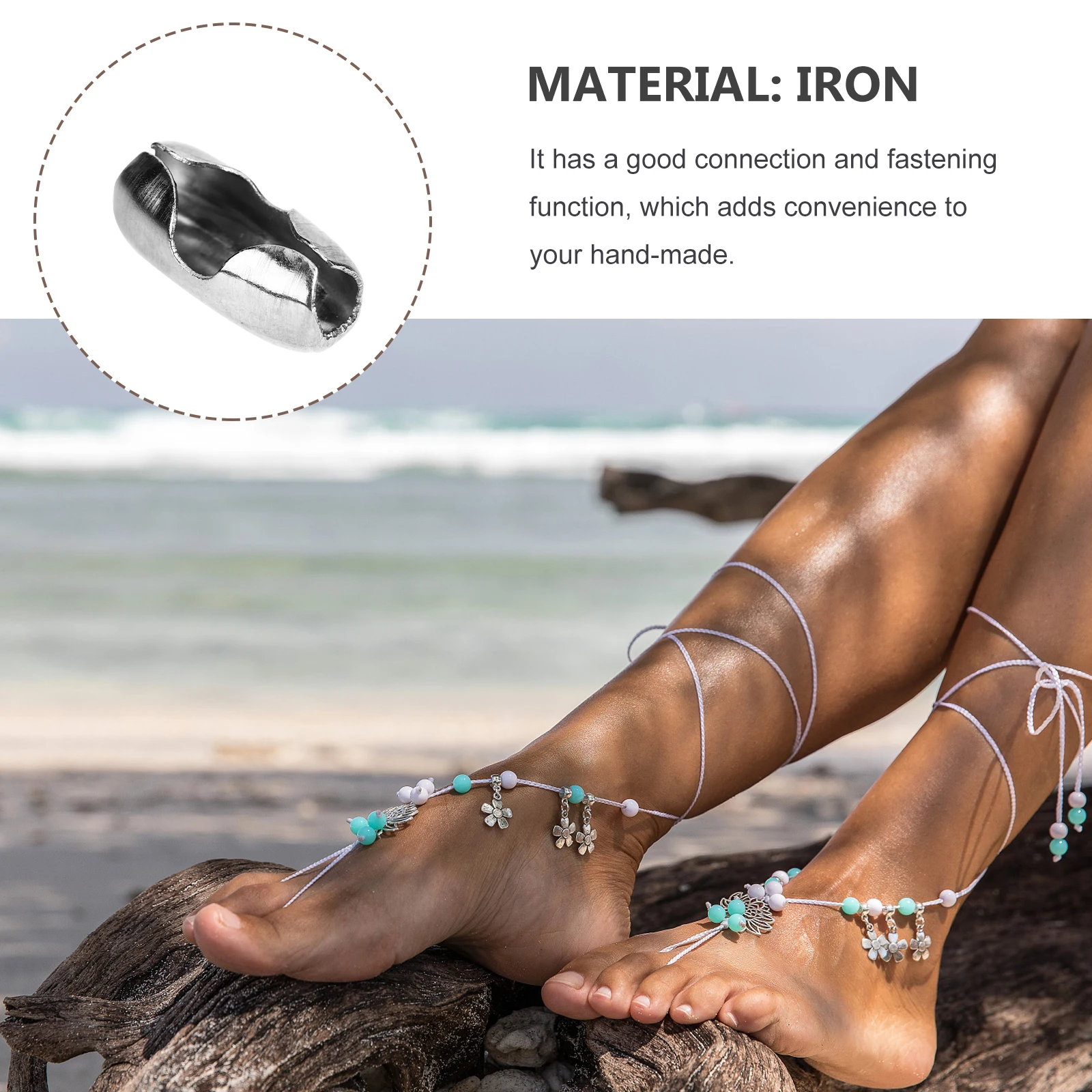 

100 Pcs Pork Waist Buckle Bead for Beading Making Clamp Jewelry Clasp Ball Chain Accessories Stainless Steel