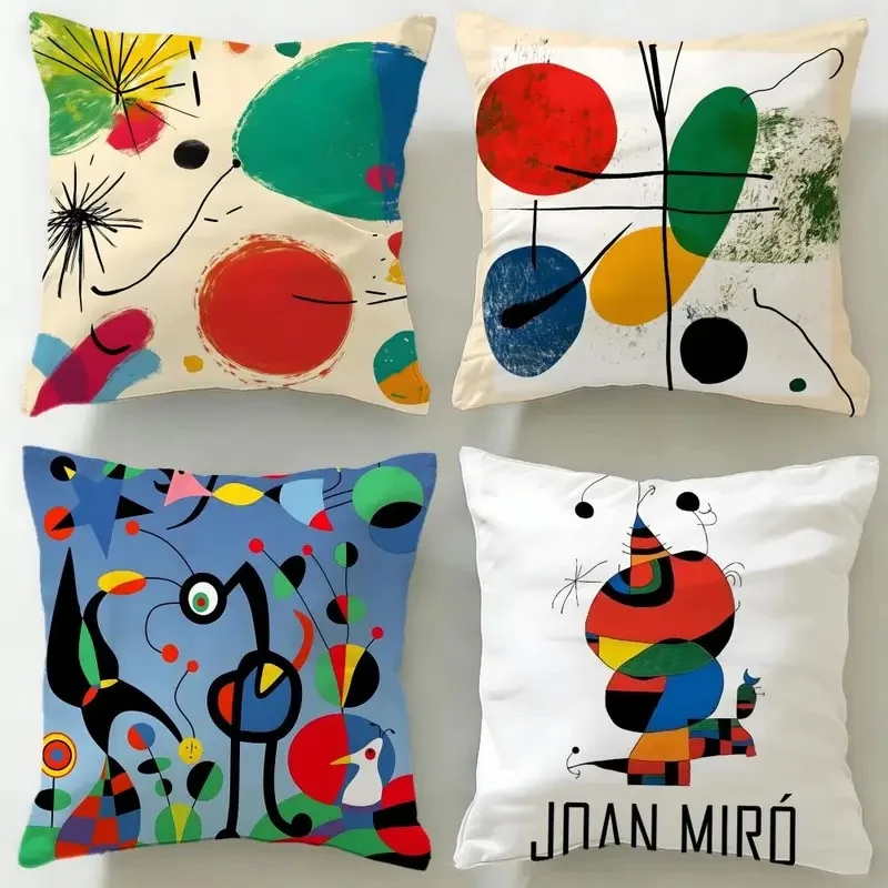 classic painter Joan Miro Cushion Cover Soft & Easy-Wash Pillow Case – Versatile for Couch, Bed, Travel and Office