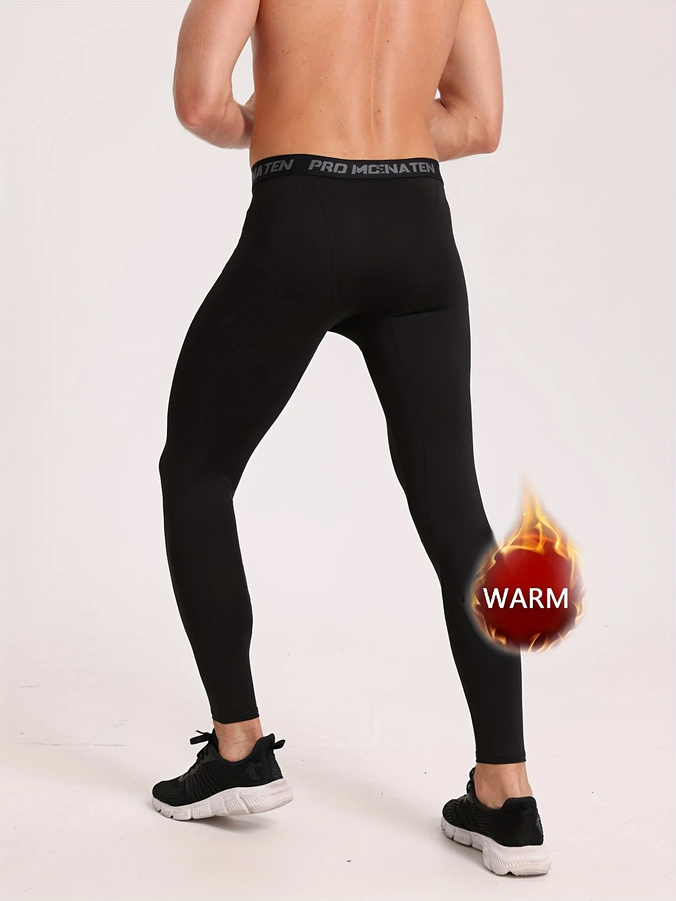 Men's warm compression leggings, elastic moisture absorbent sweatpants, autumn and winter training and casual wear