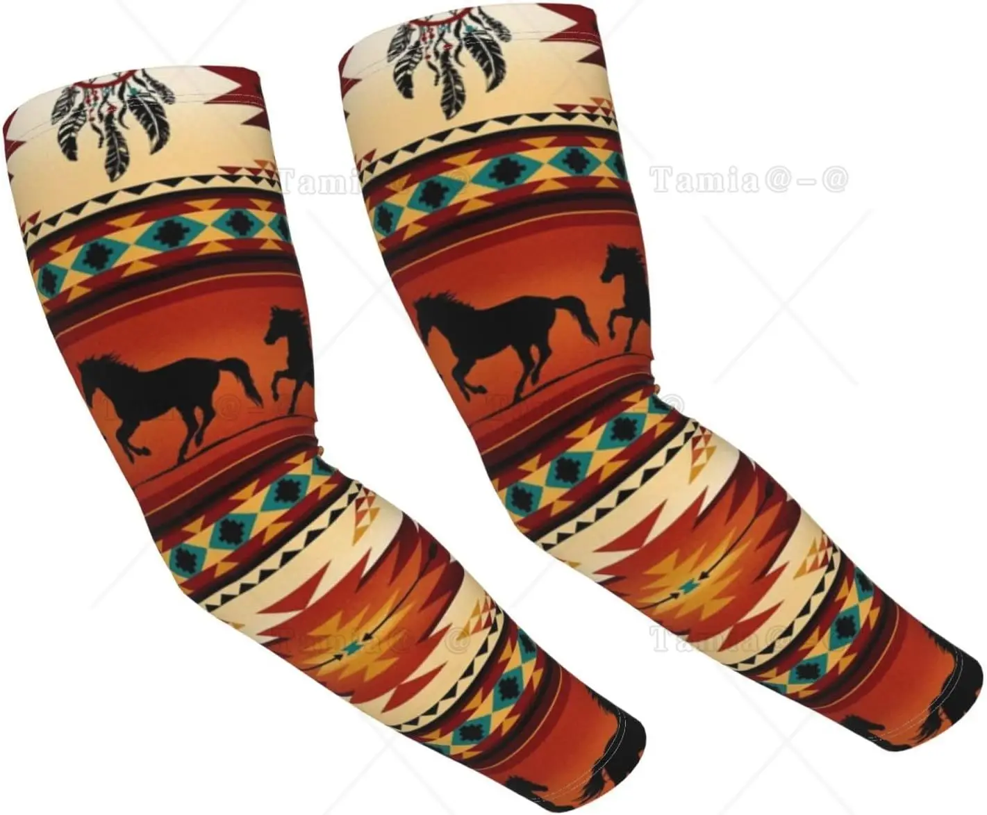 Red Skin Boho Aztec Tribal Pattern Arm Sleeves Uv Protection Sun Unisex Sport Ice Silk Sleeves