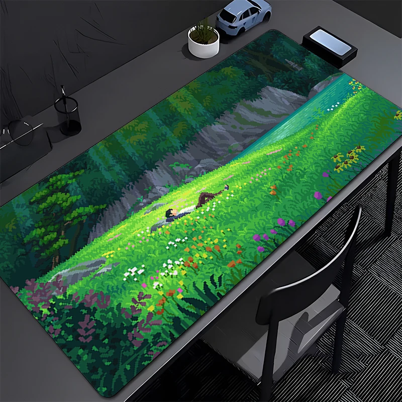 

New Keyboard Pad Cartoon Mouse Pad Kawaii Extended Desk Mat PC Gamer Rug Office PC Pixel Art Anime Scenery Carpet Home Table Pad