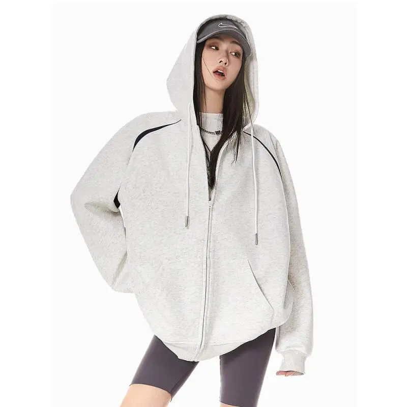 

Корейский стиль, женская ниша, ретро-толстовка с капюшоном, кардиган, весна-осень, новая модель, свободный тренд, универсальное пальто для отдыха, элегантность